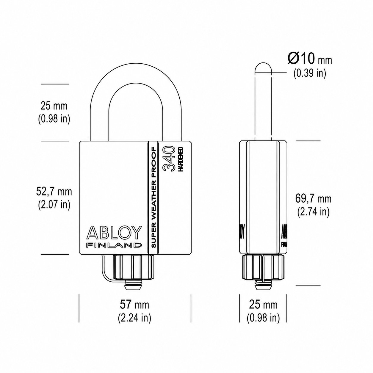 ABLOY 340-25 Super Weather Proof Padlock