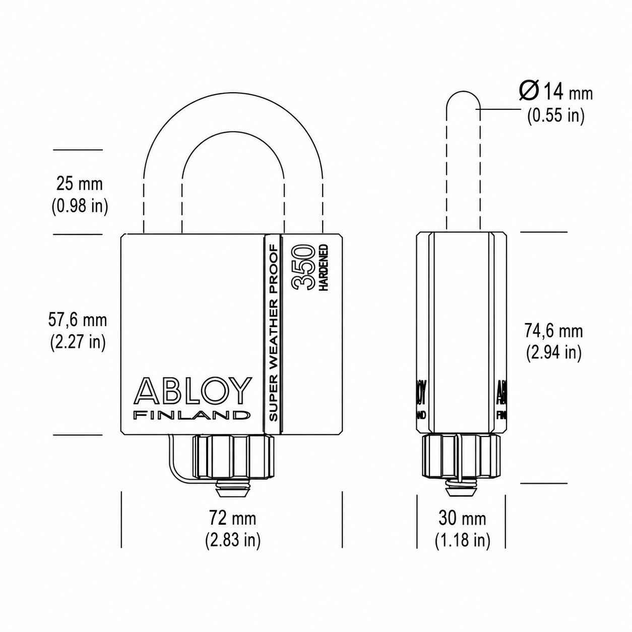 ABLOY 350-25 Super Weather Proof Padlock